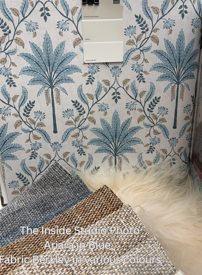 Ariara - Palm Trellis - Wallpaper - Blue