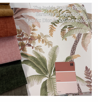 Saranda - Palm Oasis Wallpaper - Sage/Coral