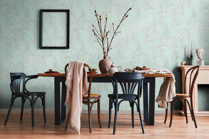 Metallic Monstera Fronds Wallpaper - House of Turnowsky - Turquoise