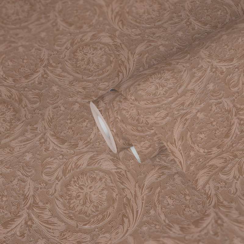 Versace Floral Garland Wallpaper - Copper Pink