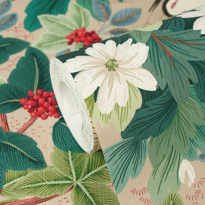 Tsuru Crane Garden Vinyl Wallpaper – Blush