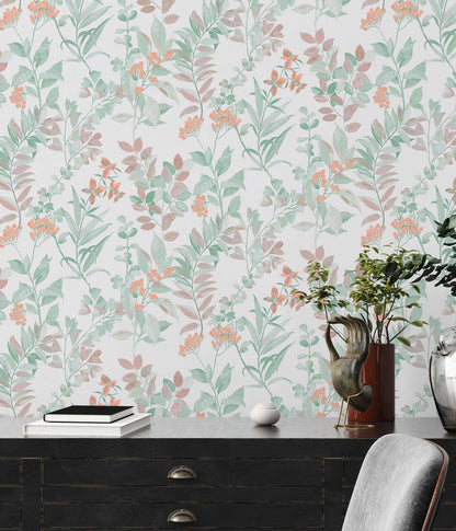 Meadow Whisper - Architects Wallpaper - White Multi