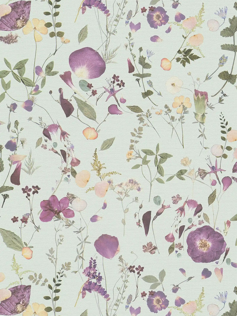 Sample - Country floral bouquet, green, violet, yellow