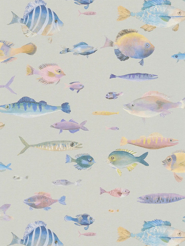 Sample - School's Out Fish Wallpaper - Beige