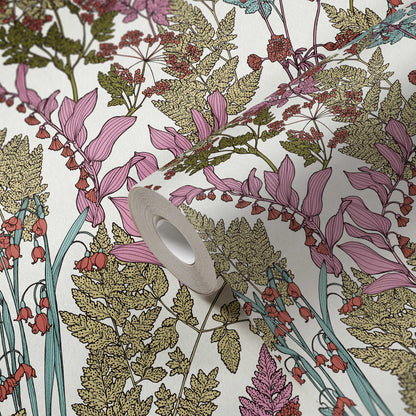 Floral Wallpaper - Cream/Green