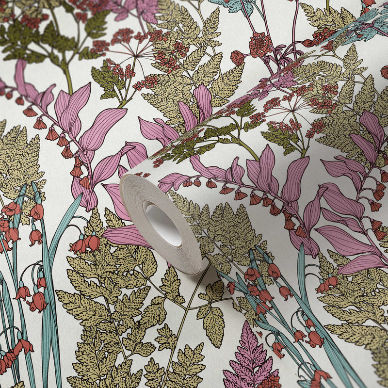 Floral Wallpaper - Cream/Green