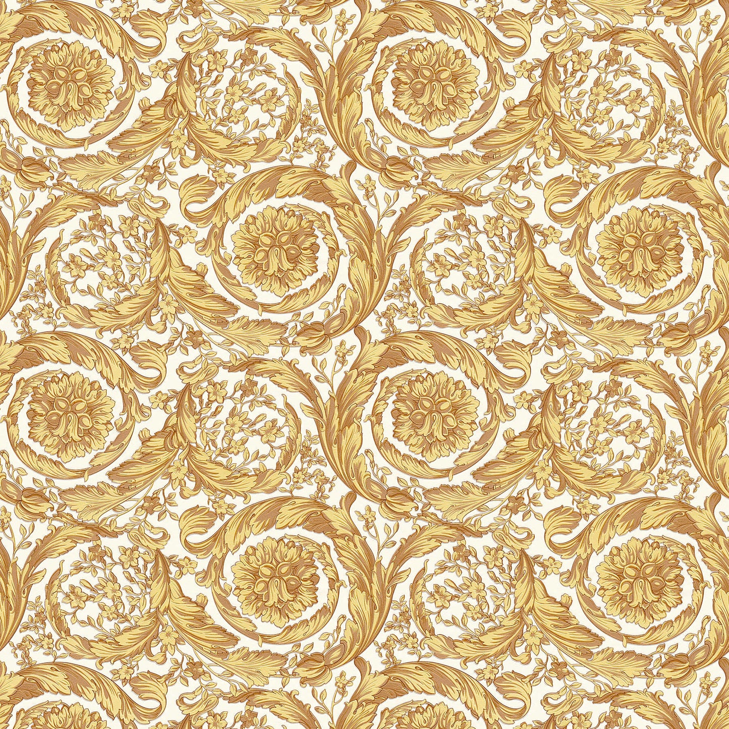 Versace Floral Garland Wallpaper - Gold/Beige