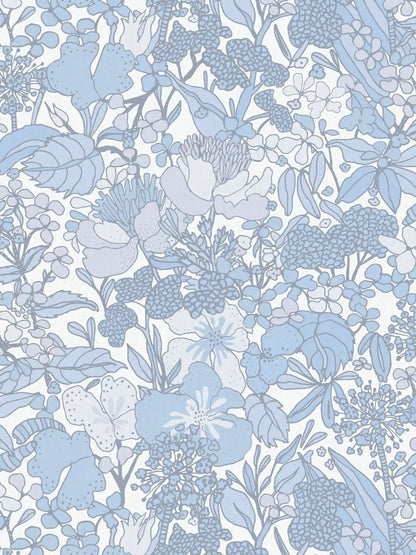 Floral Impression Wallpaper - Blue & White