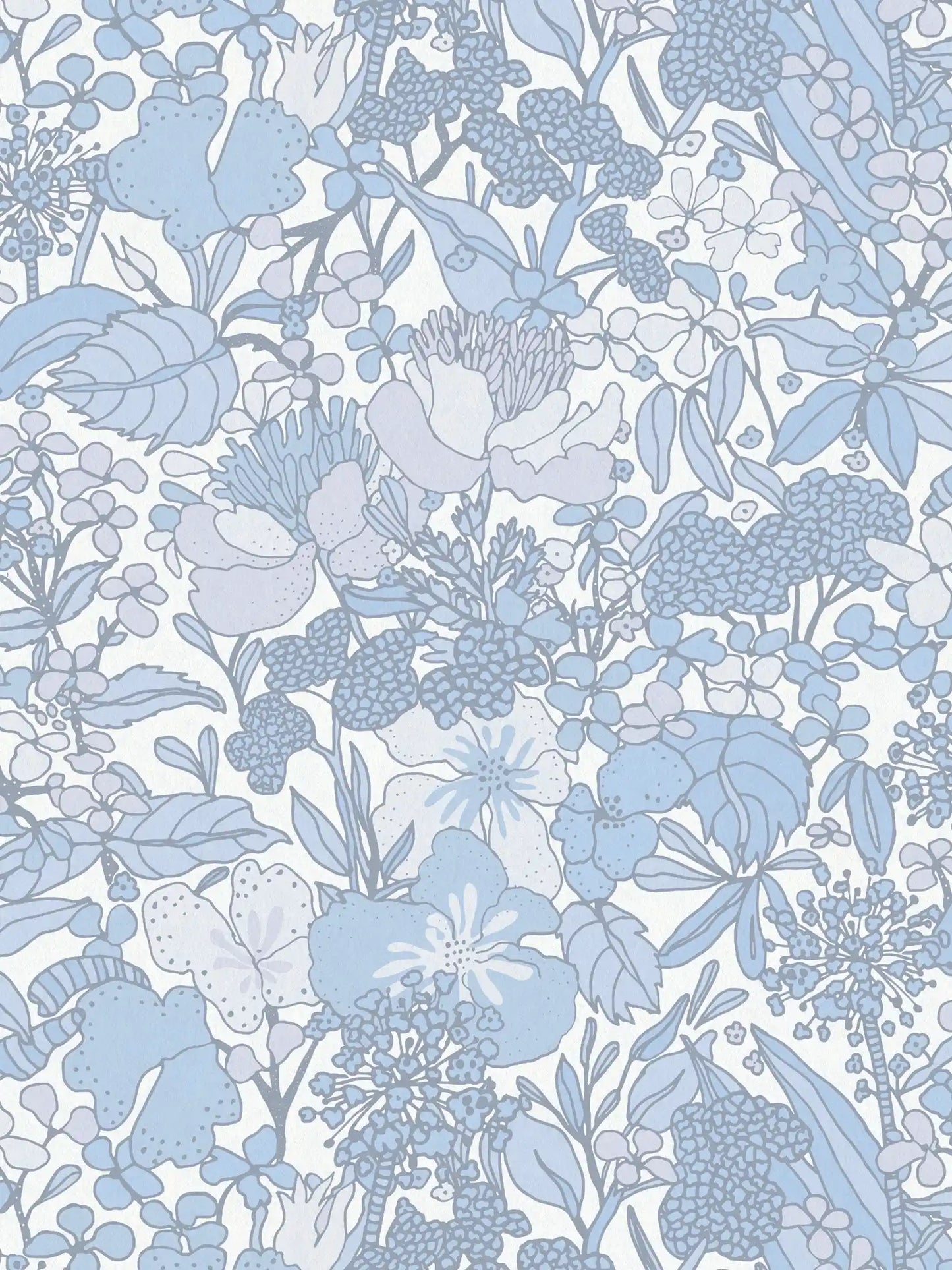 Sample - Floral Impression Wallpaper - Blue & White