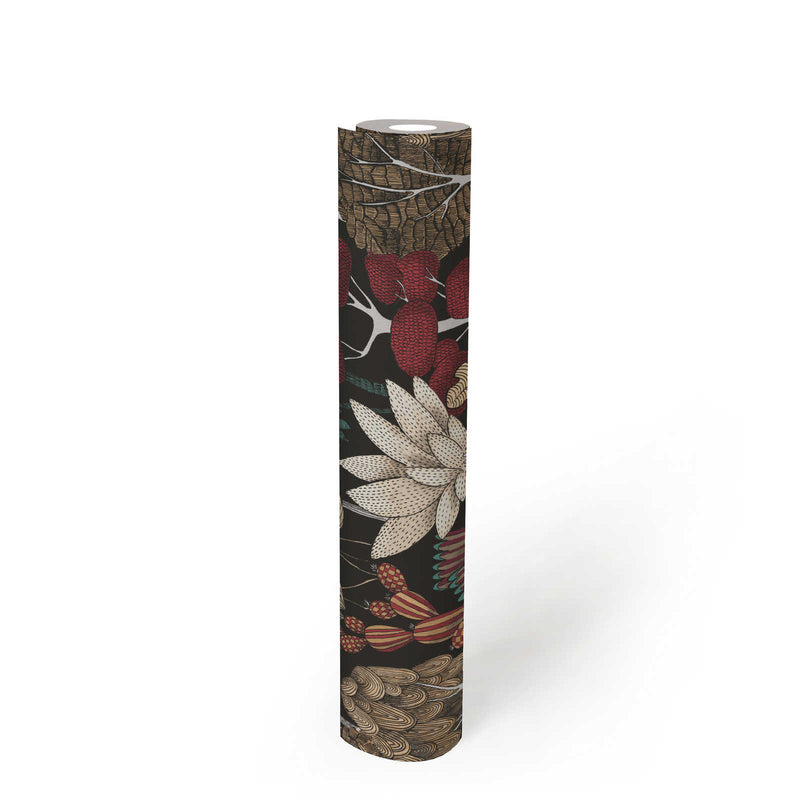 Exotic Oasis Wallpaper - White/Red/Green