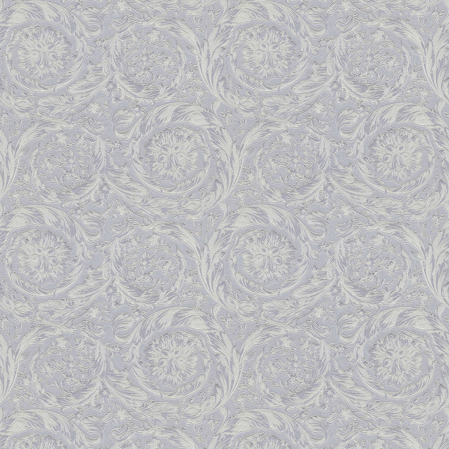 Versace Floral Garland Wallpaper - Silver/Grey