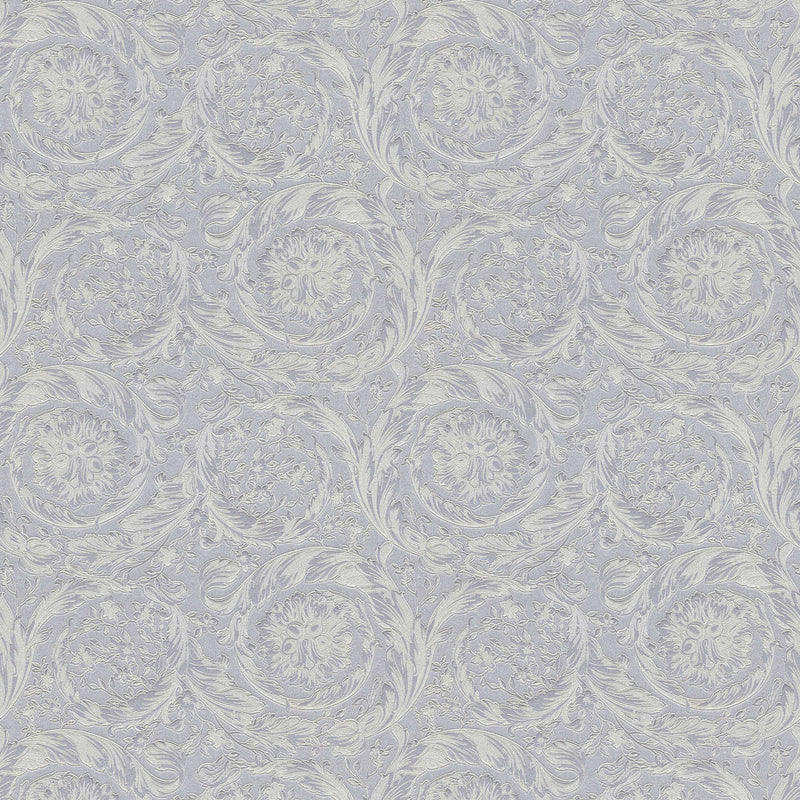 Versace Floral Garland Wallpaper - Silver/Grey