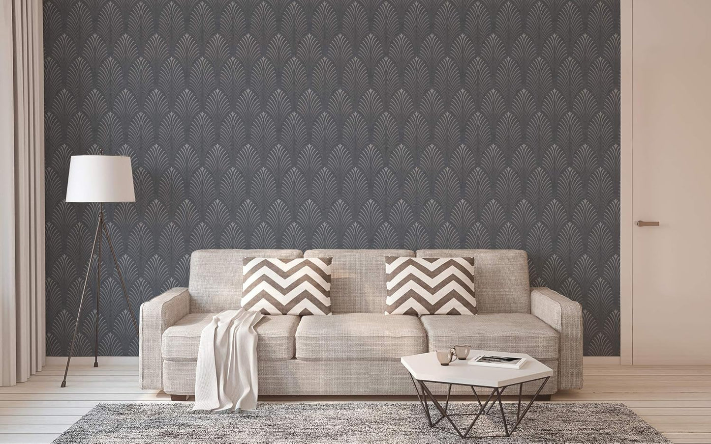 Pop Style Art Deco - Metallic Wallpaper - Grey - 48 Rolls due July 2026