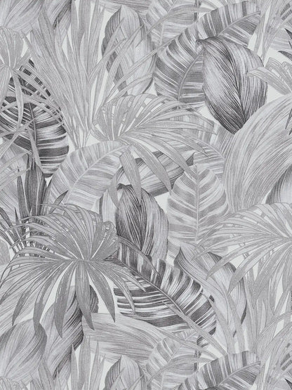 Jungle Sketch Wallpaper - Grey
