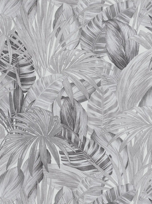 Jungle Sketch Wallpaper - Grey