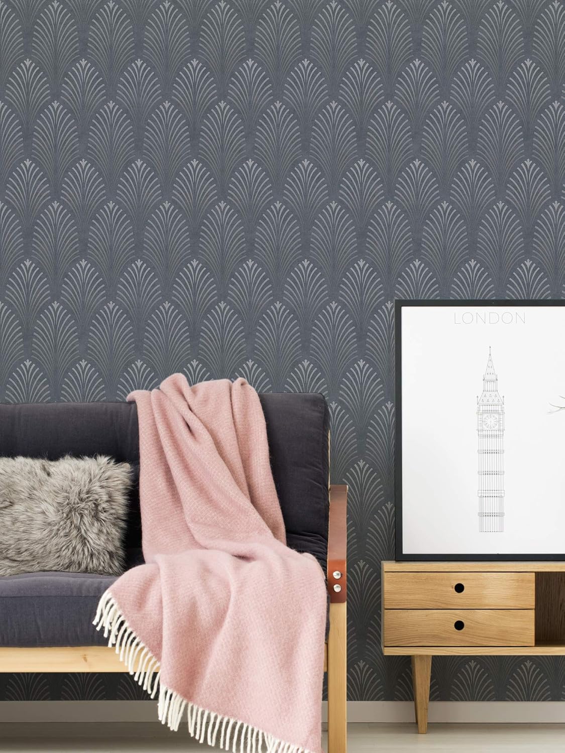 Pop Style Art Deco - Metallic Wallpaper - Grey - 48 Rolls due July 2026