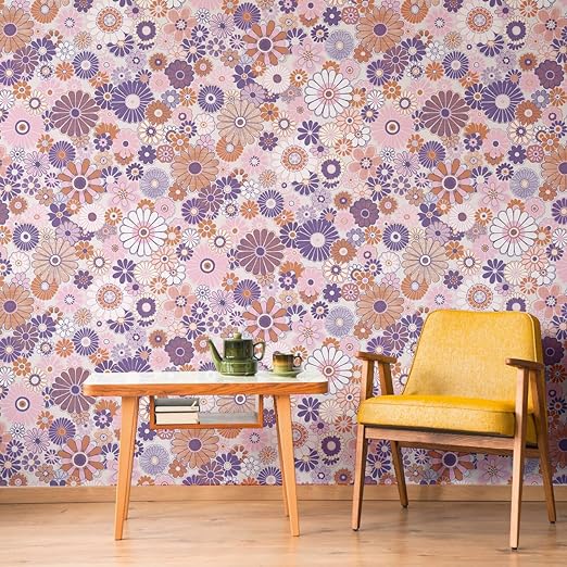 Retro Flowers Wallpaper - 5 Colours