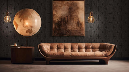 French Affair Wallpaper - Black Metallic