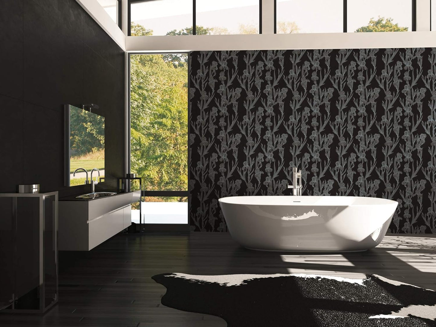 Iris - Floral Daniel Hechter Wallpaper - Black