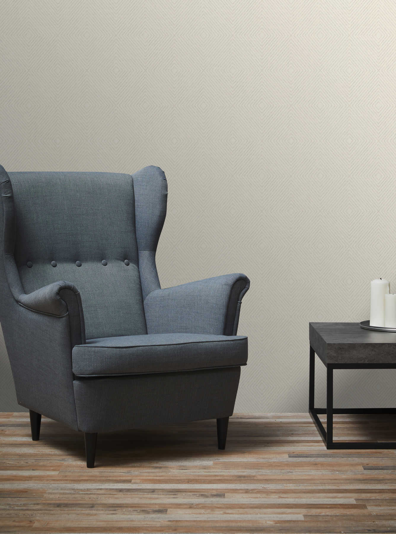 Metropolitan Grid - Abstract Vinyl Wallpaper - Cream