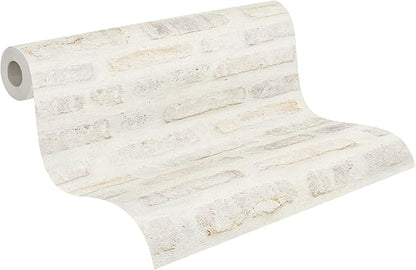 Brick Wallpaper - Pale Beige/Cream - Vinyl