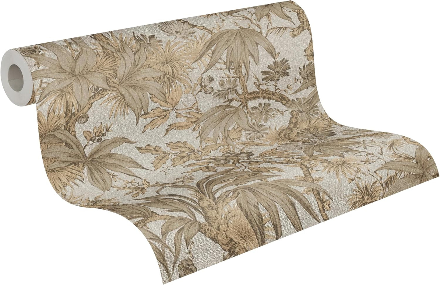 Sepia Memories -  Jungle Wallpaper - Beige Metallic