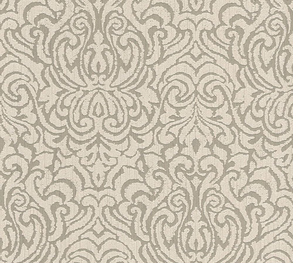 Ornaments Baroque Textiled Wallpaper - Beige/Brown