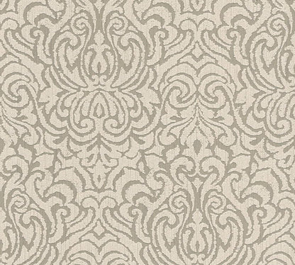 Ornaments Baroque Textiled Wallpaper - Beige/Brown