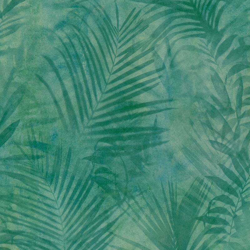 Sample - Soft Palm Leaf Wallpaper - Emerald Green