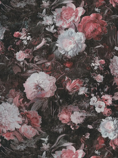 Melody Floral Wallpaper - Grey/Pink