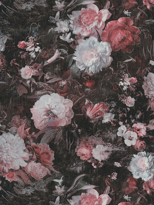 Melody Floral Wallpaper - Grey/Pink