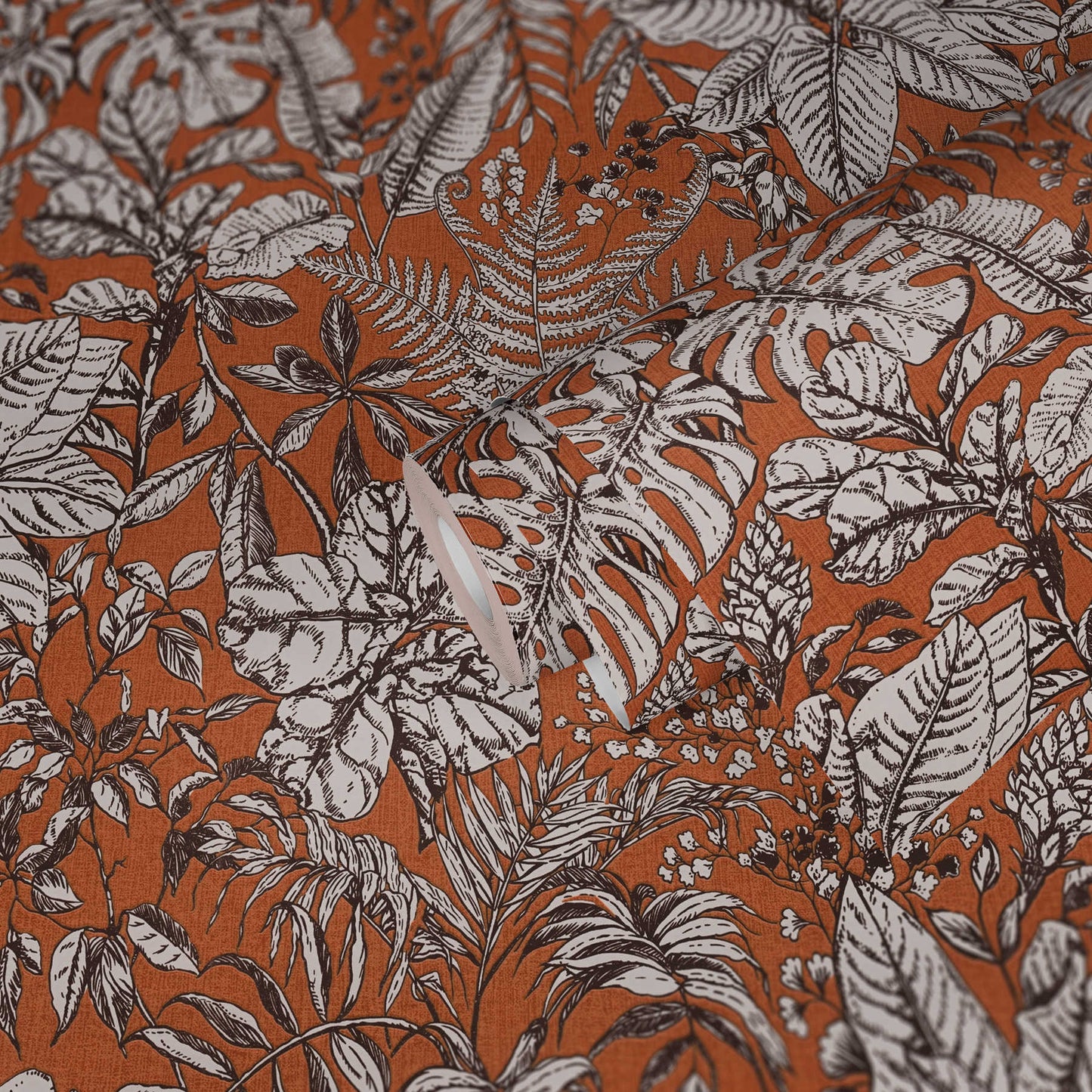 Leafy Ferns Wallpaper - Orange - Discontinuing