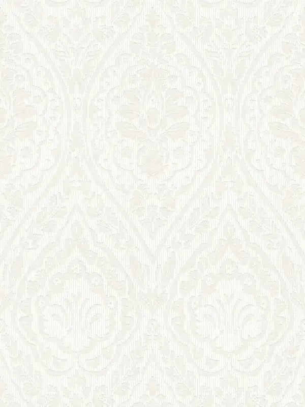 Textured Damask Textured Wallpaper - White