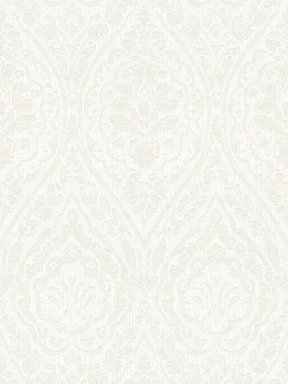 Textured Damask Textured Wallpaper - White