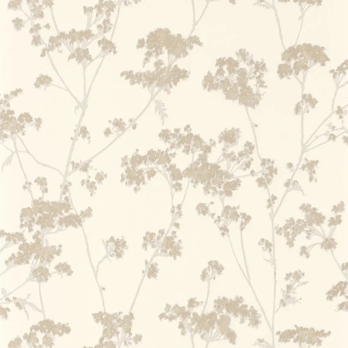 Graminees Wallpaper - Beige/Silver/White