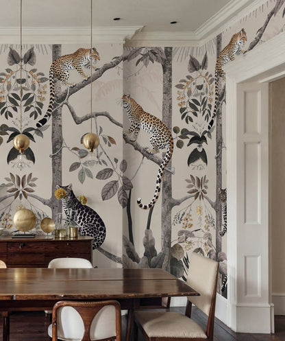 Panthera Mural Hybrid Wallpaper - Taupe