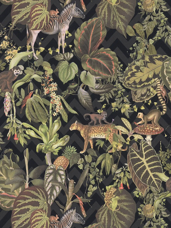 Sample - Living Jungle Chevron Wallpaper - Black