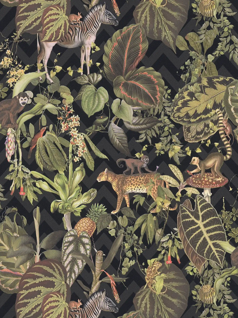 Sample - Living Jungle Chevron Wallpaper - Black