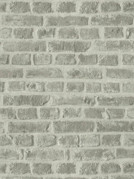 Soft Mortar Brick Wallpaper - Washed Grey - 24 Rolls Due July 2026