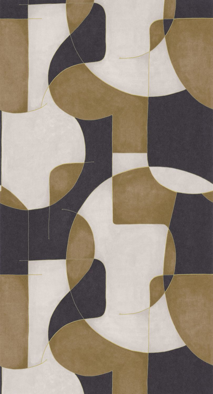 Op'art Geometric Wallpaper - Camel/Black