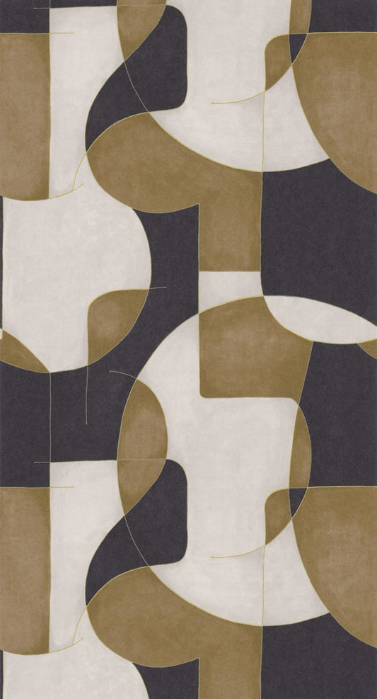 Op'art Geometric Wallpaper - Camel/Black