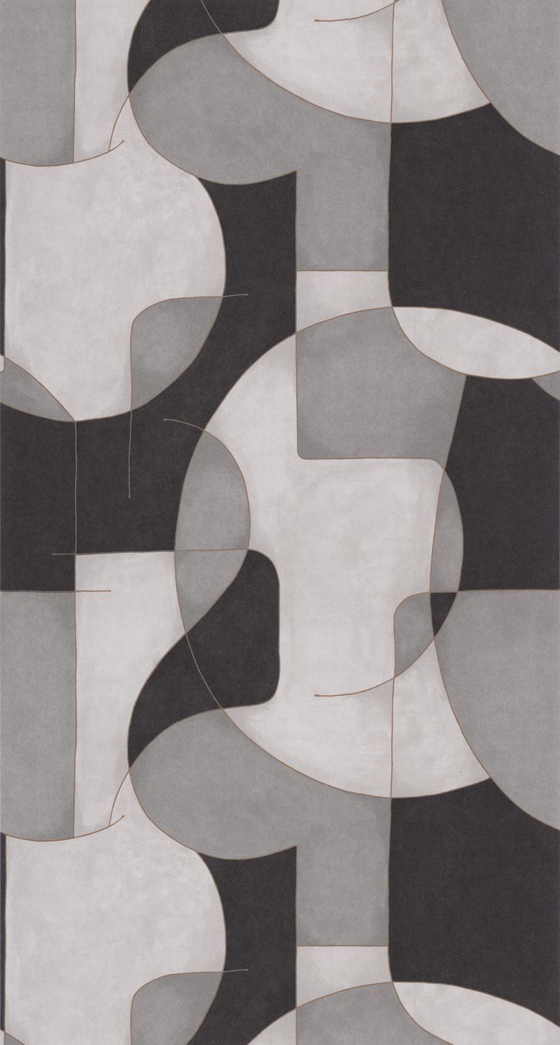 Op'art Geometric Wallpaper - Grey/Black