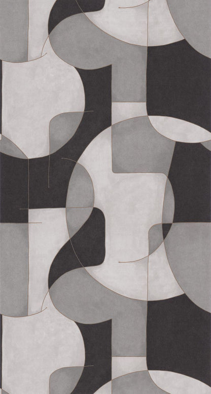 Op'art Geometric Wallpaper - Grey/Black