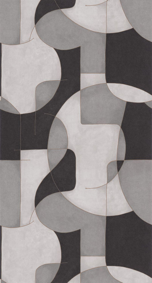 Op'art Geometric Wallpaper - Grey/Black