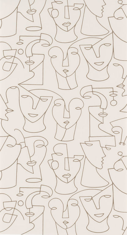 Portrait Lines Wallpaper - Beige