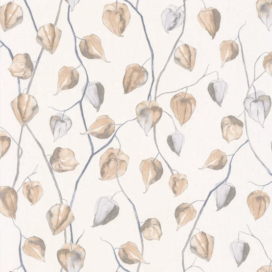 Lanternes Ginkgo Wallpaper - Beige on White