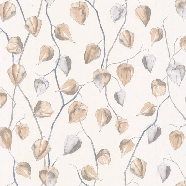 Sample - Lanternes Ginkgo Wallpaper - Beige on White