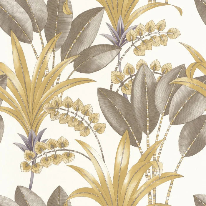 Sample - Palma Wallpaper - White/Gold