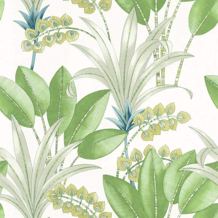 Sample - Palma Wallpaper - White/Green