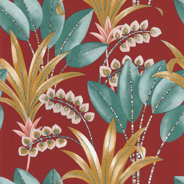 Sample - Palma Wallpaper - Red/Blue/Gold